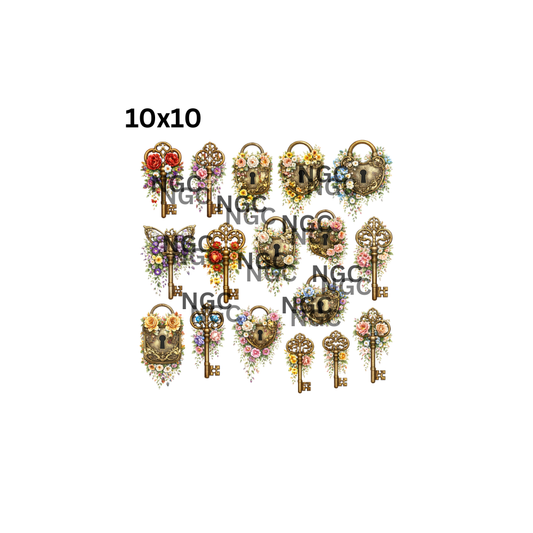 10x10 floral locks and keys