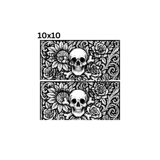 10x10 skull and sunflowers 2x