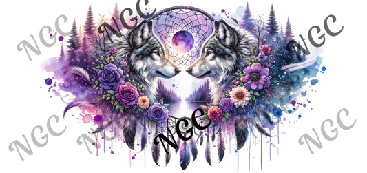 16oz wrap purple wolf dreamcatcher