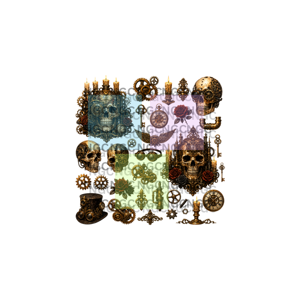10x10 steampunk skulls