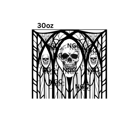 30oz stained glass w skulls tooled