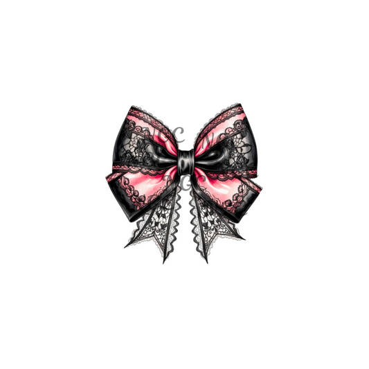 decal bow pink with black lace