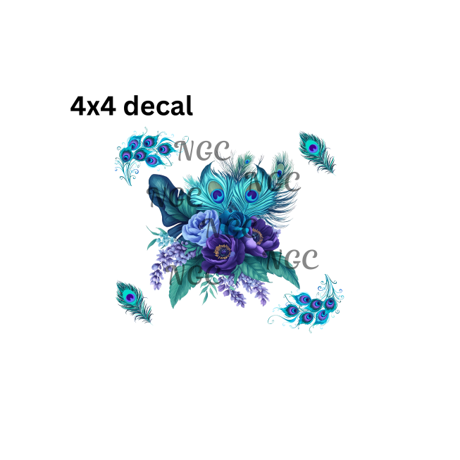 decal peacock feather bouquet
