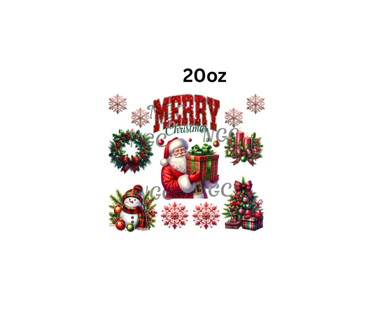 20oz merry christmas red & green