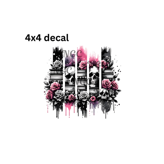 decal skulls & books brushstrokes