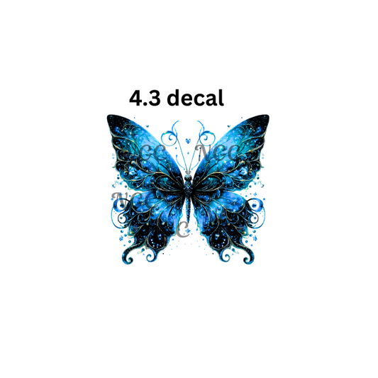 decal blue and black butterfly