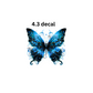 decal blue and black butterfly