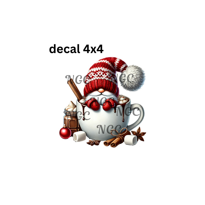 decal red and cinnamon sticks christmas gnome