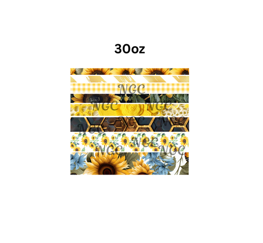 30oz bee sunflower band sheet
