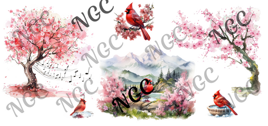 16oz wrap cherry tree and cardinals