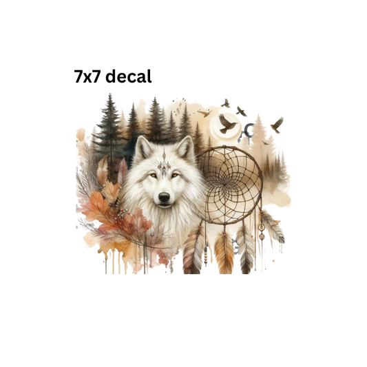 7x7 decal wolf dreamcatcher