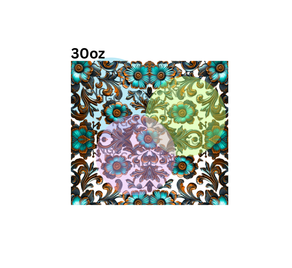 30oz teal filigree