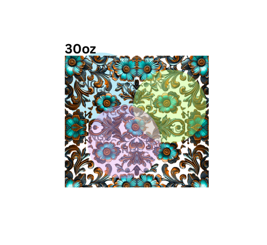 30oz teal filigree