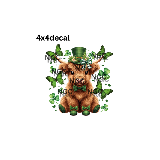 decal st patricks day highland cow2