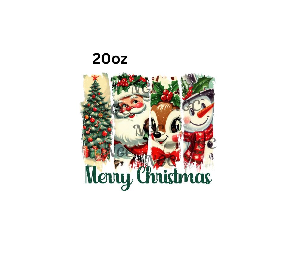 20oz vintage merry christmas santa rudolph frosty
