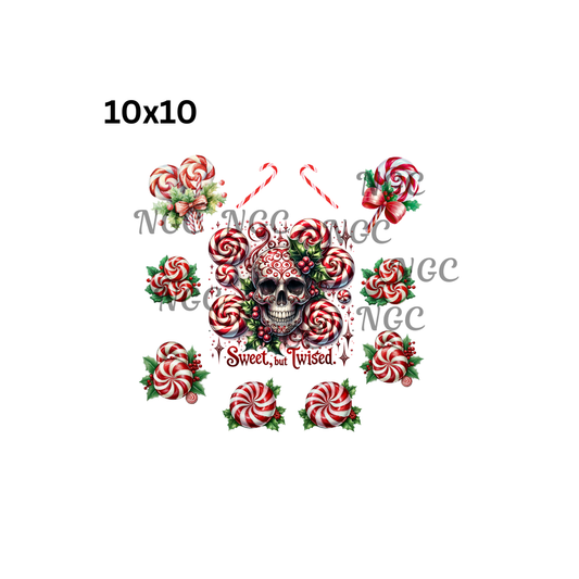 10x10 candy skull christmas