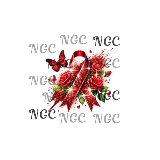 single decal awareness ribbon red