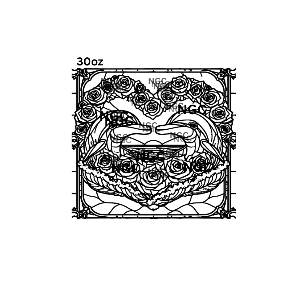 30oz dolphin rose heart stained glass