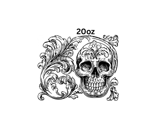 20oz skull with filigree