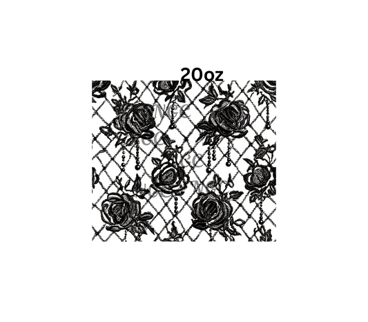 20oz black lace with roses