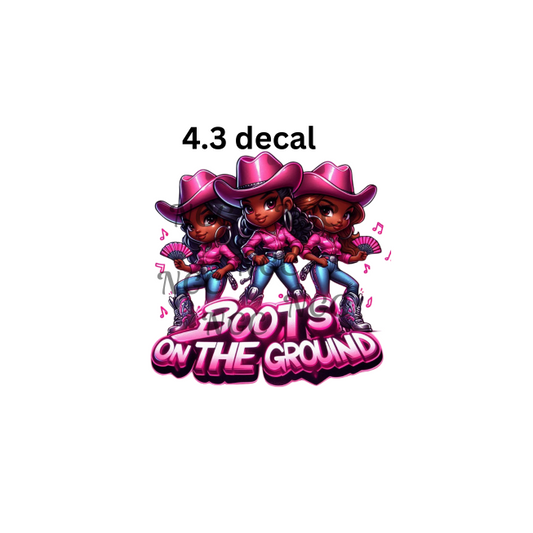 decal melanin girls in pink boots on the ground