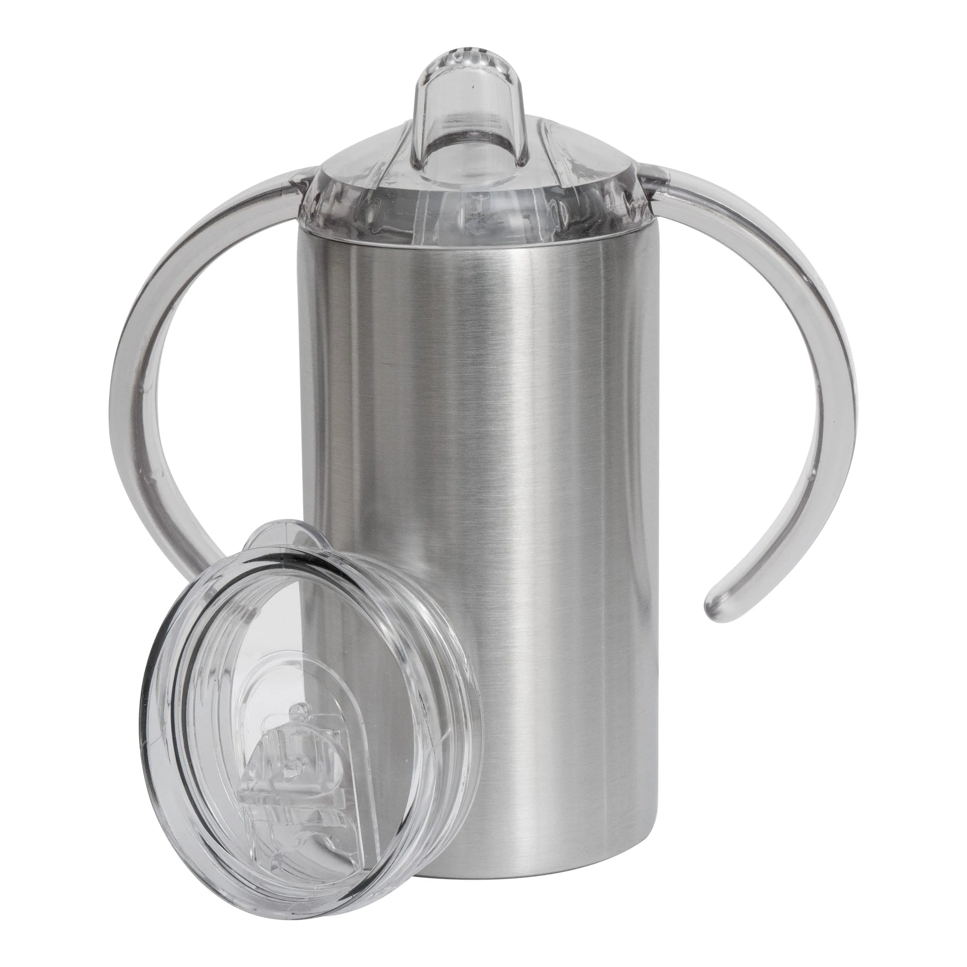 12oz blank stainless steel 304 double walled insulated silver sippy cup with duo lid