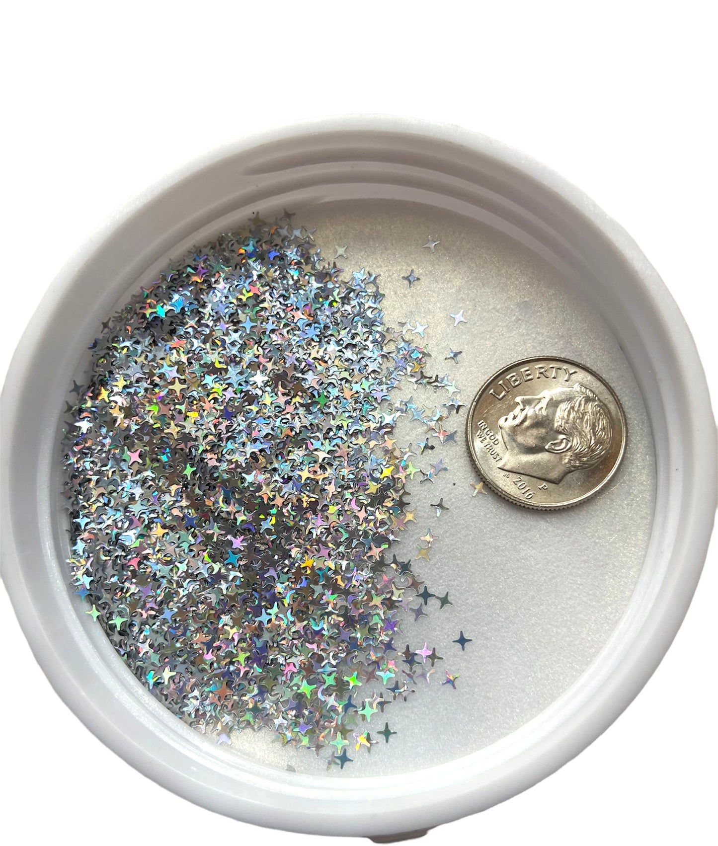 3mm stars silver holographic glitter shape