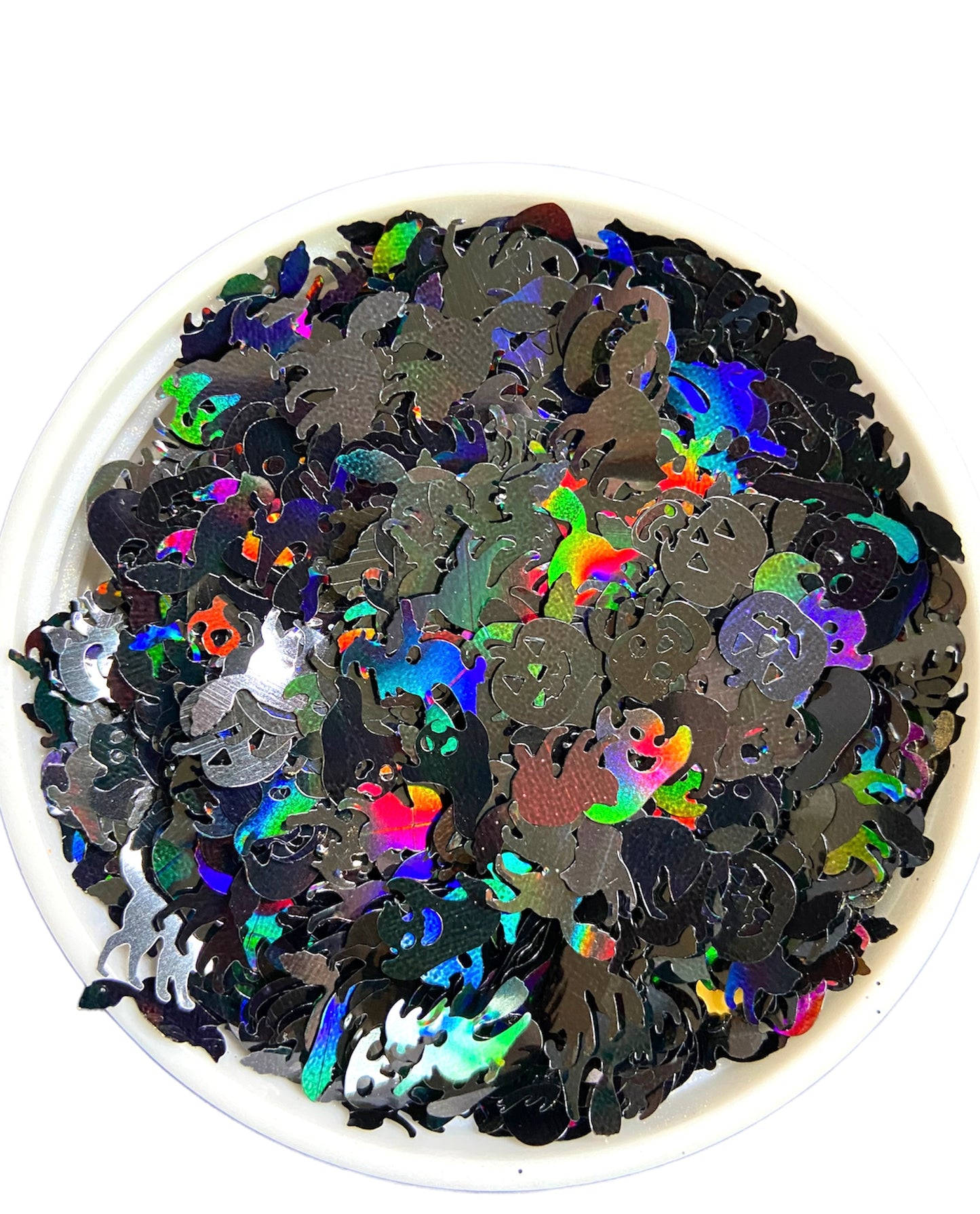 Black Holographic Halloween Glitter Shape