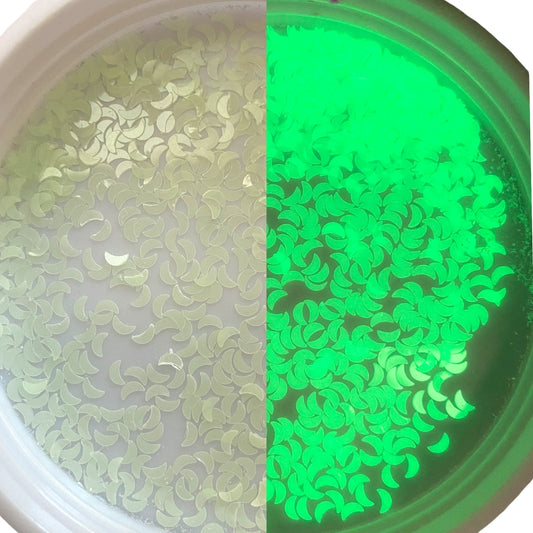 3mm moon shape glow in the dark glitter