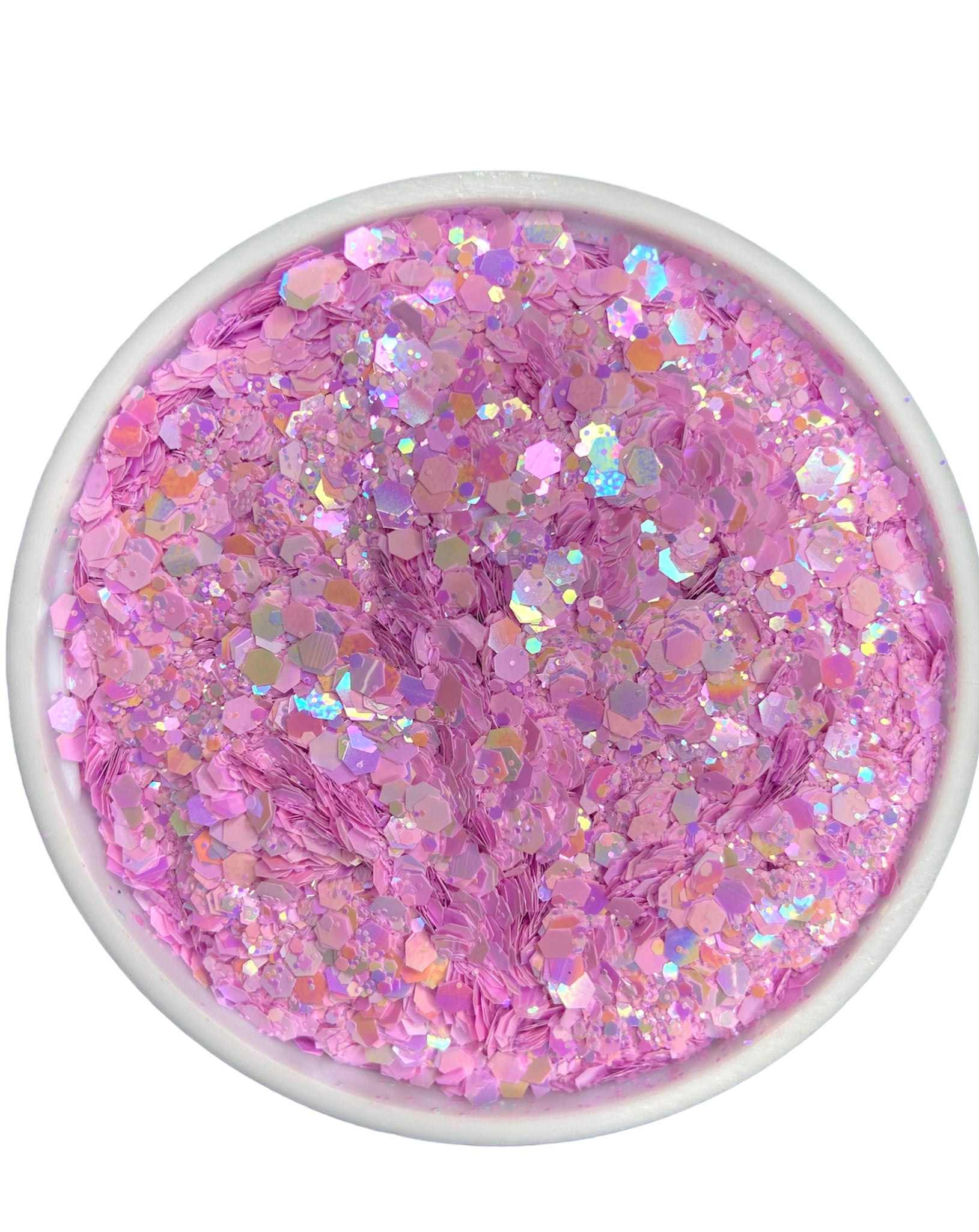 Pastel pink iridescent chunky mix glitter