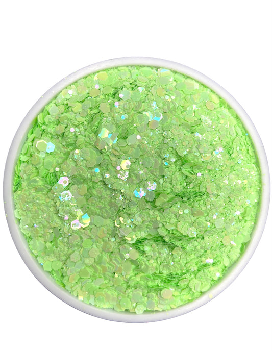 Pastel green chunk mix glitter