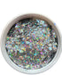 3mm silver holographic moon glitter shape