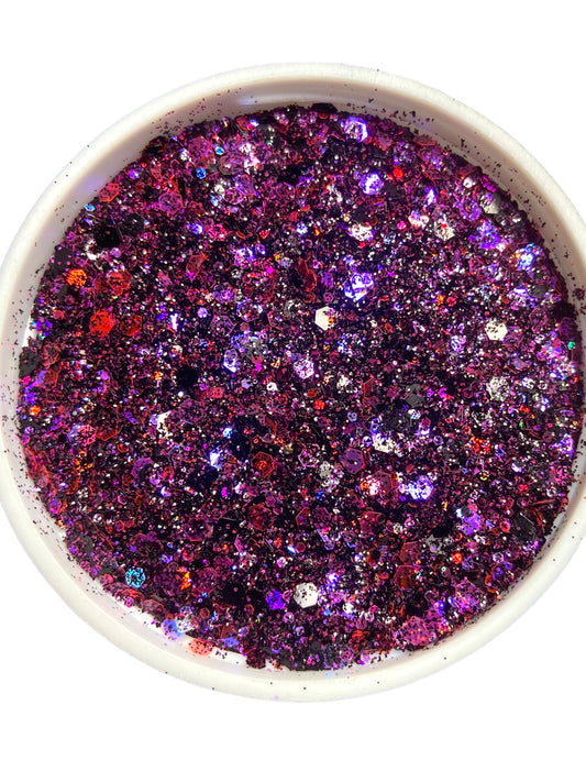 Tina’s custom Black Cherry chunky glitter mix NGC