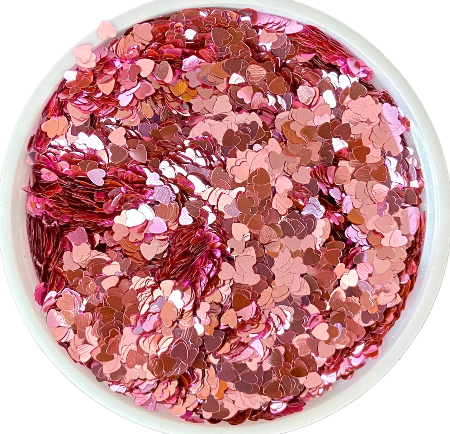 3mm pink heart shape glitter