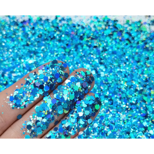 Mystic Ocean Blue Chunky Mix Holographic Glitter