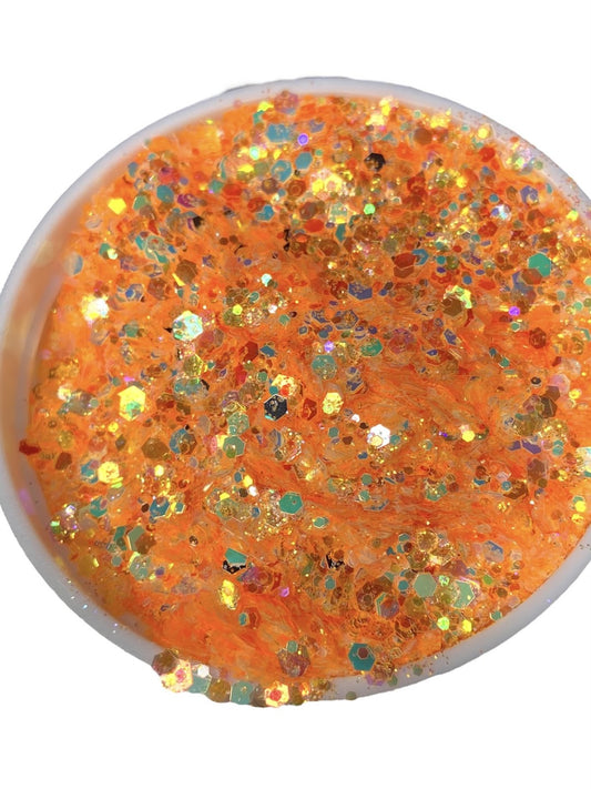 Orange Glow in the Dark Glitter Chunky Mix